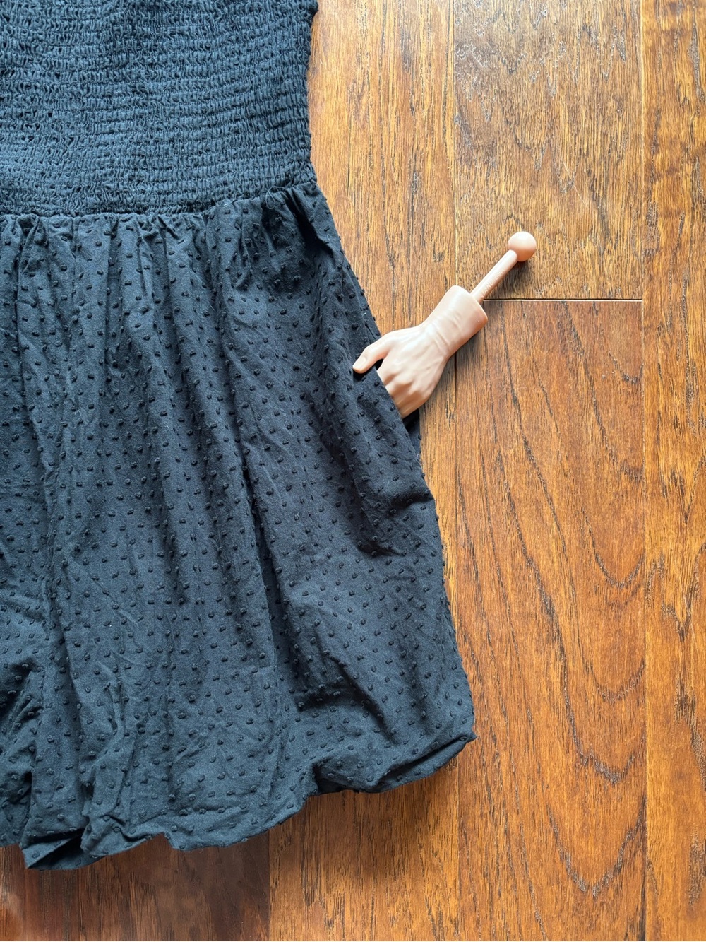 Black Smocked Romper Ruffle Strap Swiss Dot Shorts | Size L - Picture 8 of 11